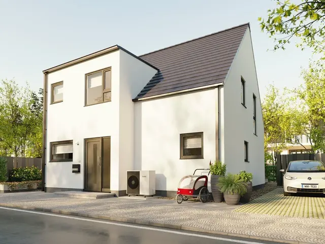 Ihr Traum vom Eigenheim im modernen Einfamilienhaus Flair 134 Novo mit Panoramaanbau Großzügiges Einfamilienhaus mit Panoramaanbau und großen Fensterflächen als Symbol für modernes Wohnen und den Weg ins Eigenheim.
