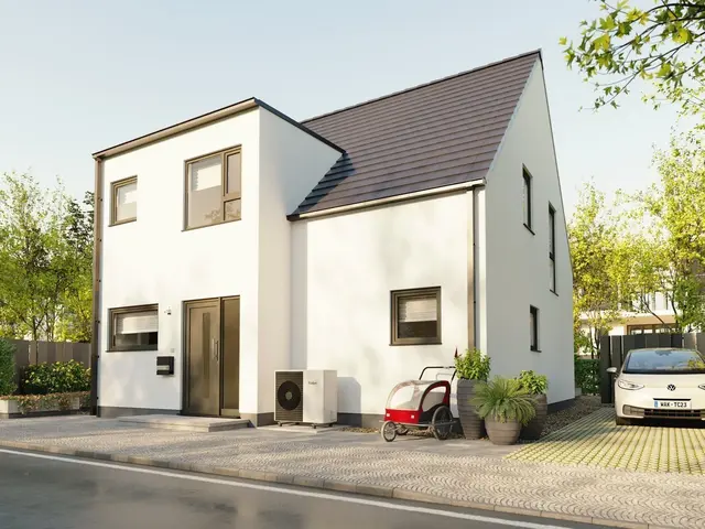 Ihr Traum vom Eigenheim im modernen Einfamilienhaus Flair 134 Novo mit Panoramaanbau Großzügiges Einfamilienhaus mit Panoramaanbau und großen Fensterflächen als Symbol für modernes Wohnen und den Weg ins Eigenheim.